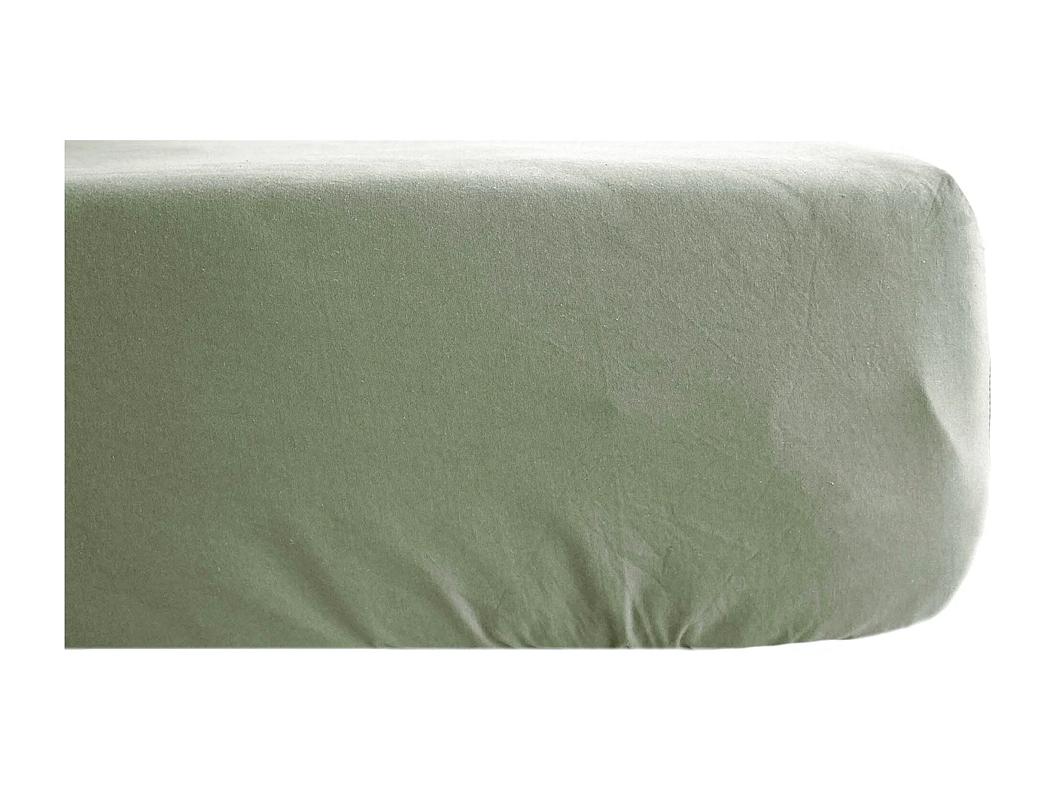 Drap housse PALACE pur coton lavé 90x190 cm bonnet 30 cm uni vert sauge