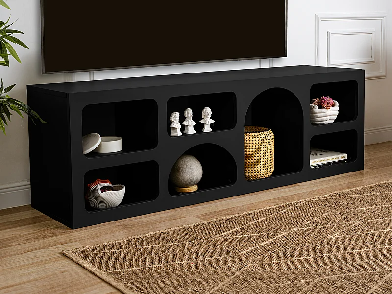 Meuble TV avec 7 niches - Noir - LUELA