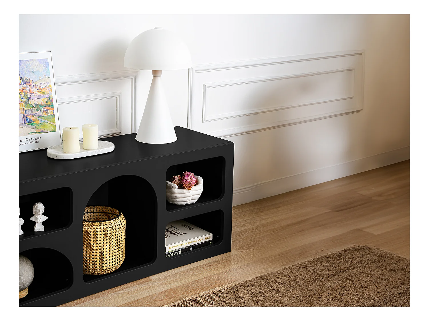 Mueble TV con 7 estantes - Negro - LUELA