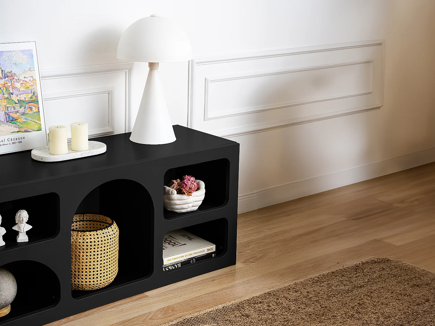 TV-möbel med 7 fack - Svart - LUELA