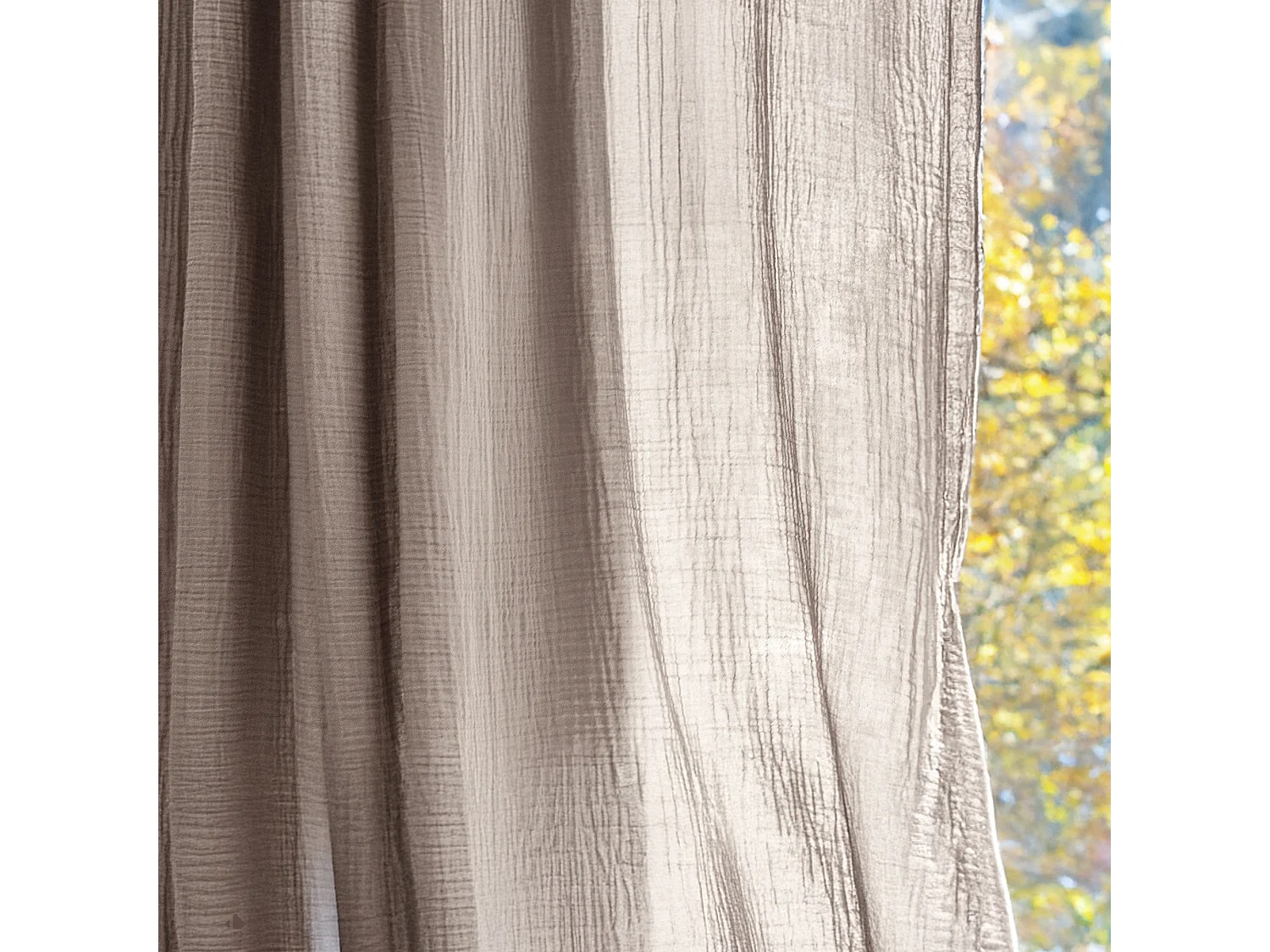 Rideau 140x280 cm 100% mousseline de coton MILOS beige naturel