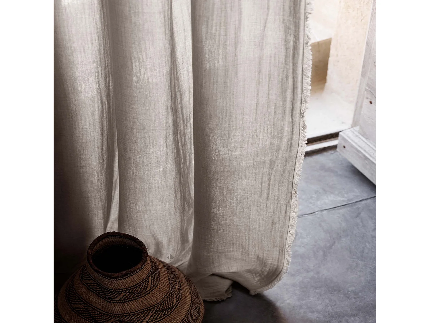 Rideau 140x280 cm 100% mousseline de coton MILOS beige naturel