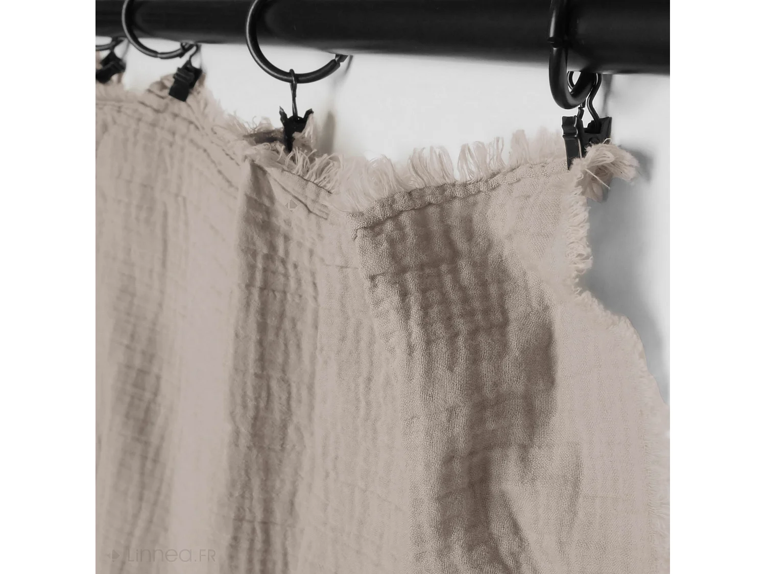 Rideau 140x280 cm 100% mousseline de coton MILOS beige naturel
