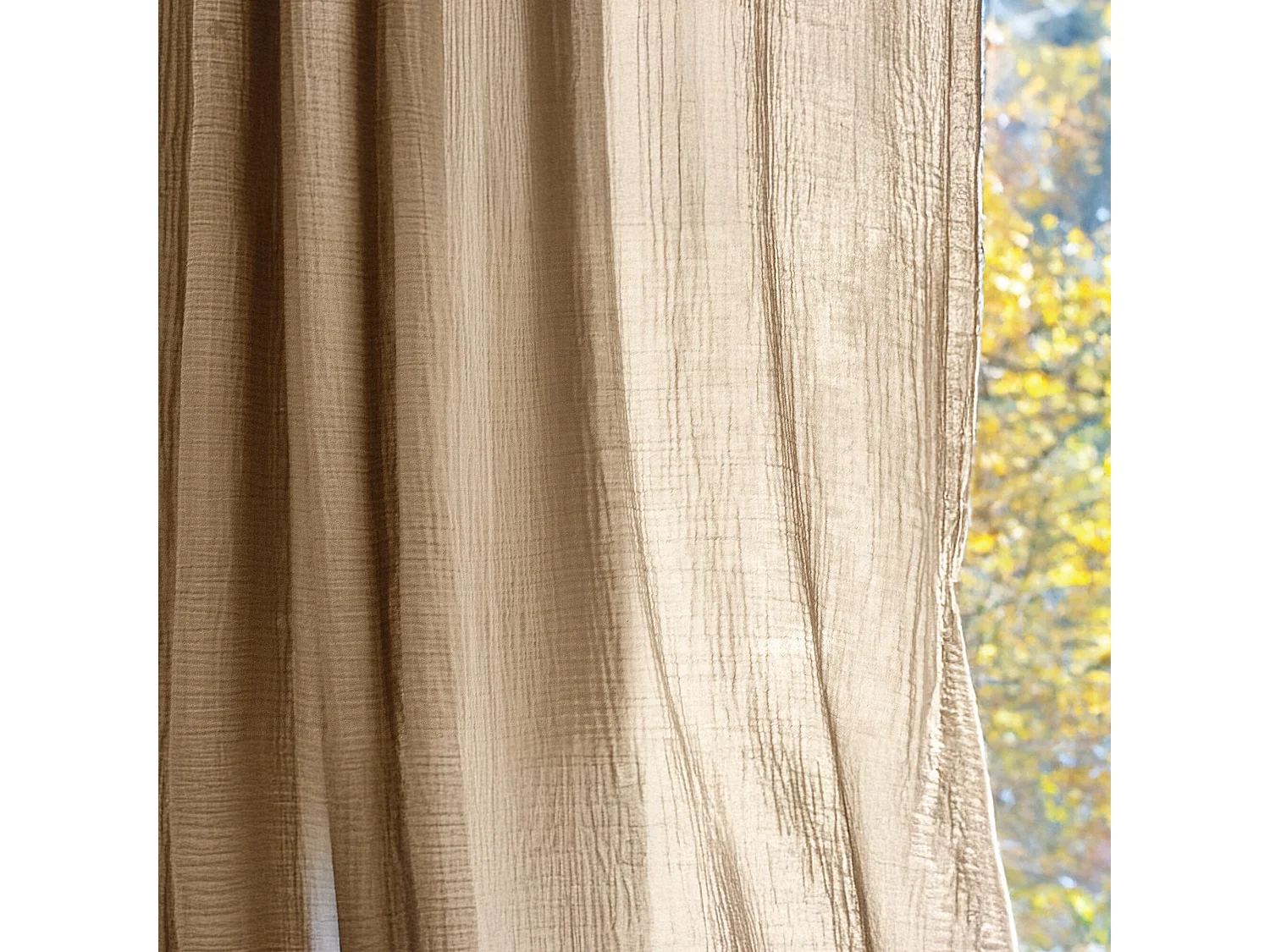 Rideau 140x280 cm 100% mousseline de coton MILOS beige ficelle