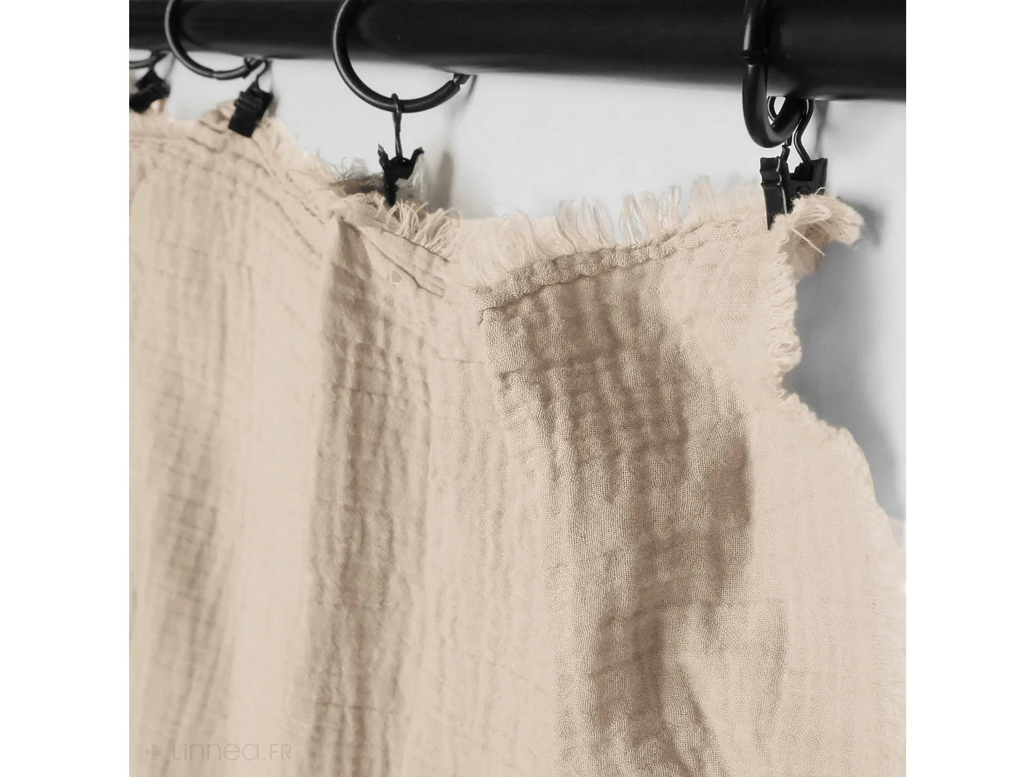 Rideau 140x280 cm 100% mousseline de coton MILOS beige ficelle
