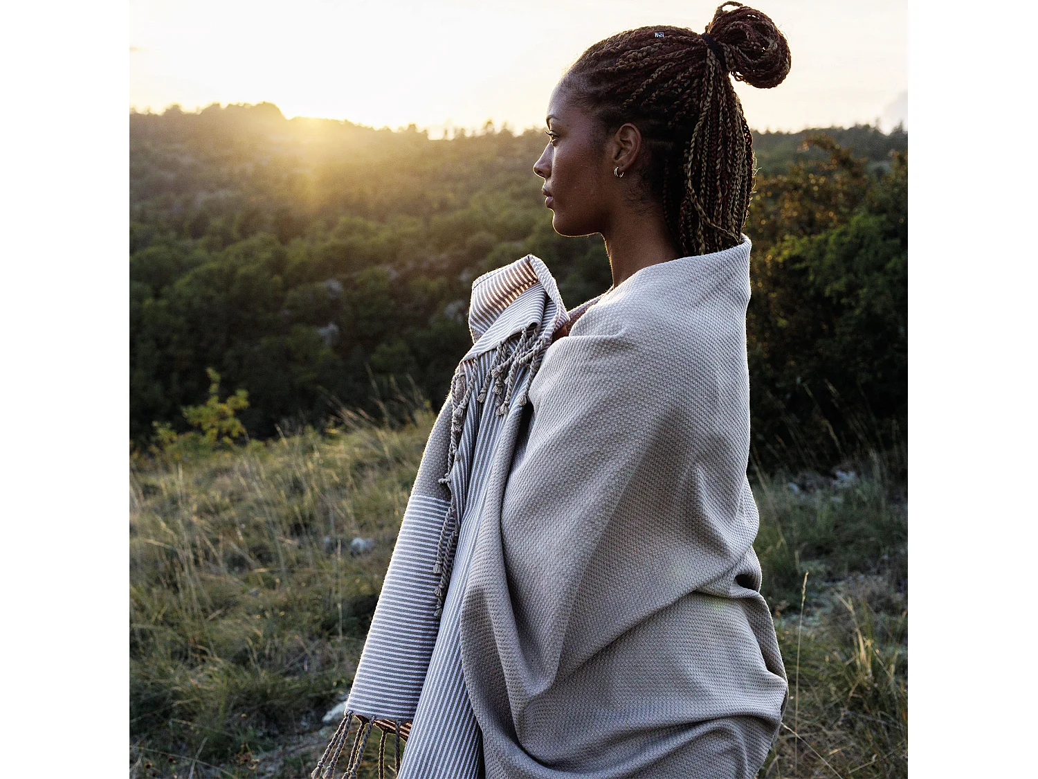 Drap de plage NID D'ABEILLE 100x200 cm coton 230 g/m² gris Craie