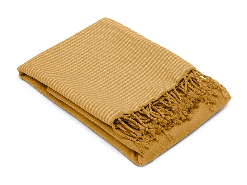 Drap de plage NID D'ABEILLE 100x200 cm coton 230 g/m² jaune Curry