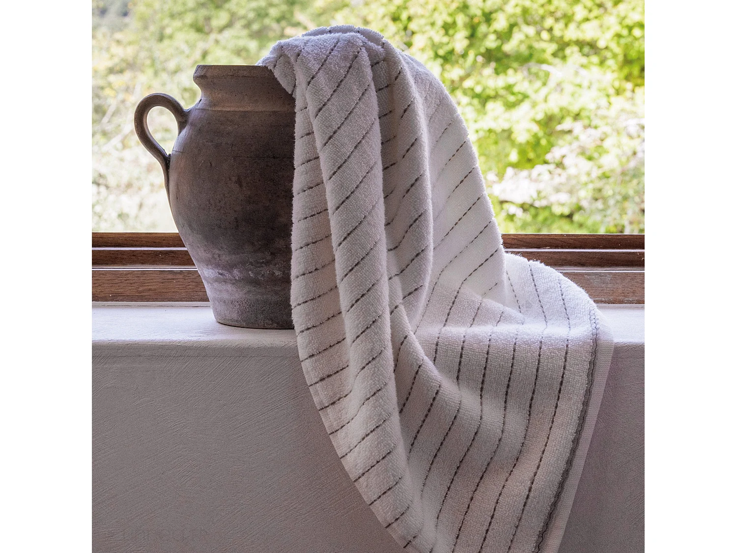 Parure de bain 2 pièces micro-coton 380 g/m² KOS gris Ficelle