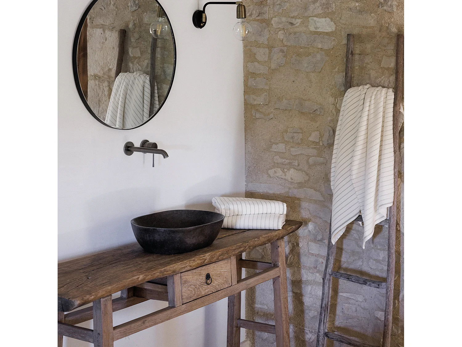 Parure de bain 2 pièces micro-coton 380 g/m² KOS gris Ficelle