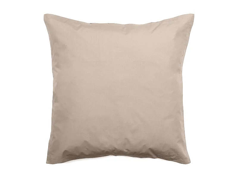 Taie d'oreiller volants plats 65x65 cm percale MANOIR beige Lin