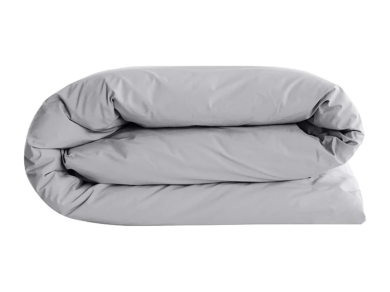 Housse de couette uni 200x200 cm percale de coton MANOIR gris Acier