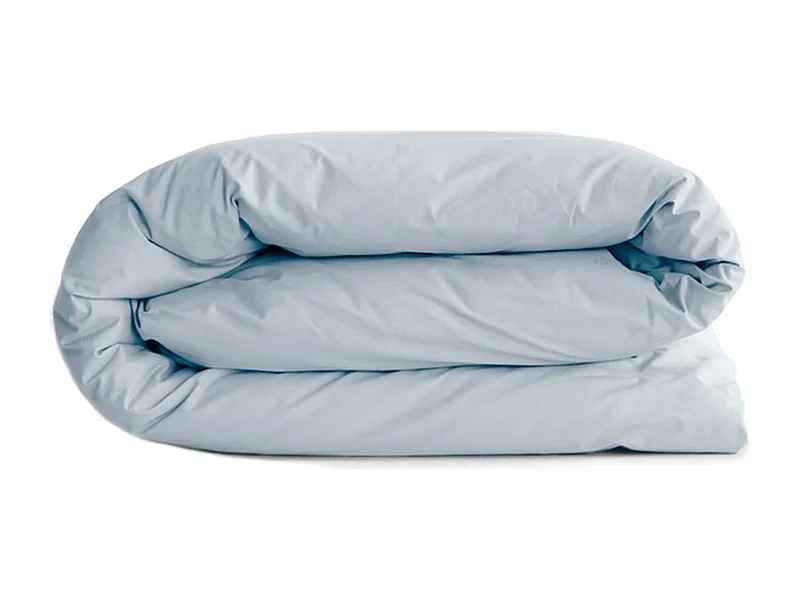 Housse de couette uni 140x200 cm percale de coton MANOIR bleu Glacier