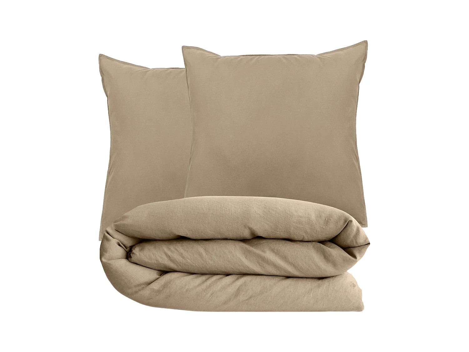 Parure de lit 240x220 cm et 65x65 cm collection OPERA marron camel 3 pièces
