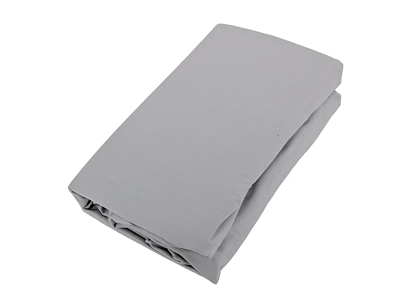 Drap housse uni 80x200 cm bonnet 35 cm percale de coton MANOIR gris Acier