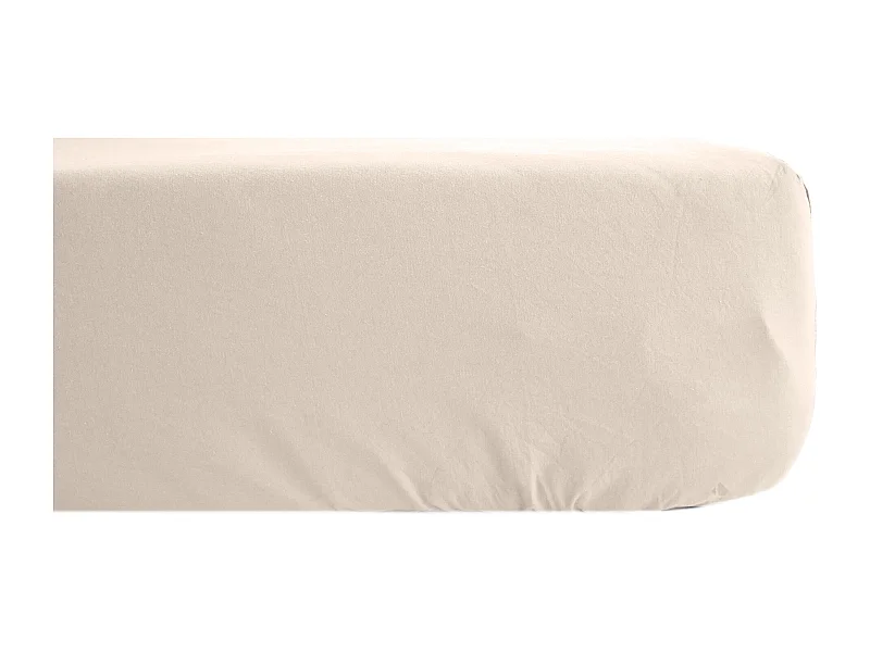 Drap housse uni 90x200 cm percale MANOIR blanc Naturel bonnet 35