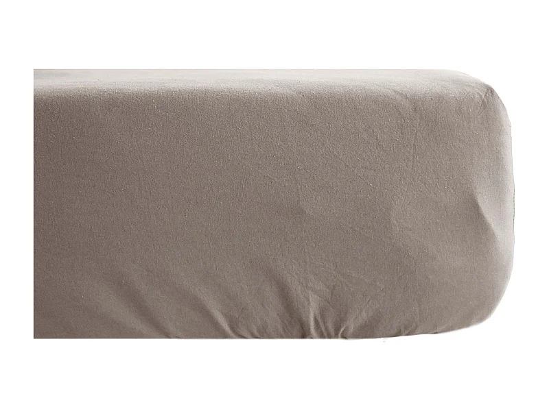 Drap housse uni 90x200 cm percale MANOIR beige Lin bonnet 35