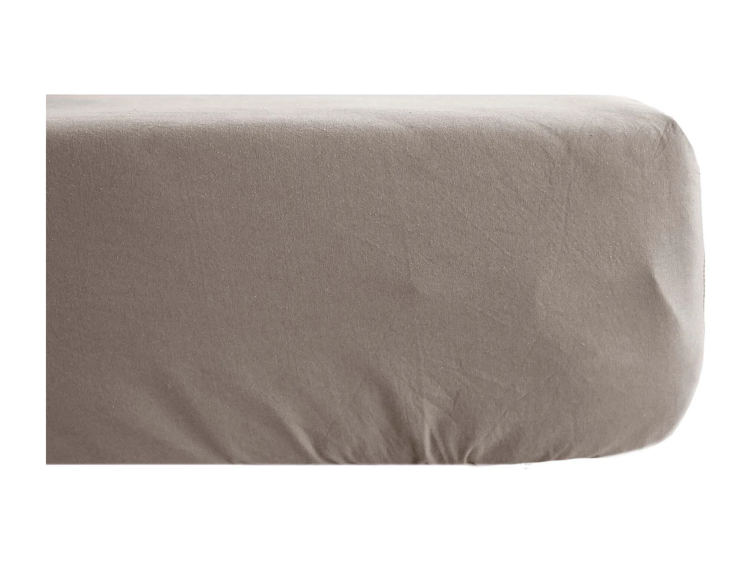 Drap housse uni 90x200 cm bonnet 35 cm percale de coton MANOIR beige Lin