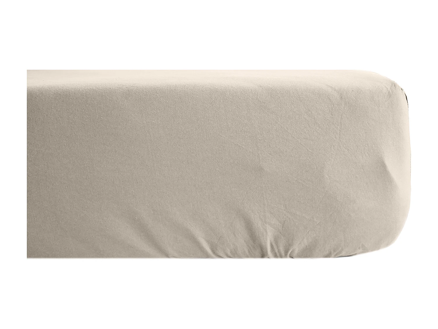 Drap housse uni 90x200 cm bonnet 35 cm percale de coton MANOIR beige Lin