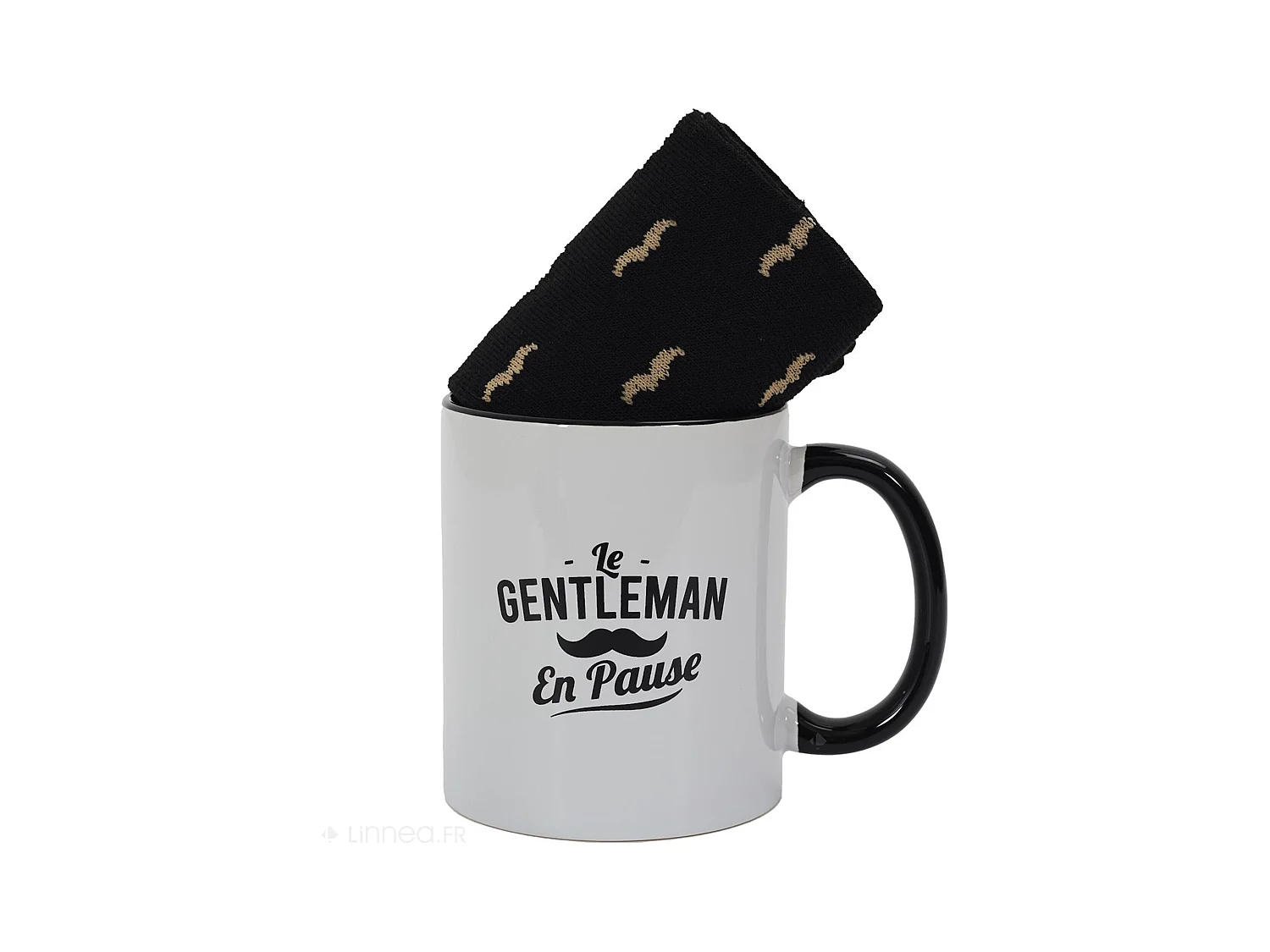 Box cadeaux un mug et une paire de chaussettes collection GENTLEMAN homme moustache