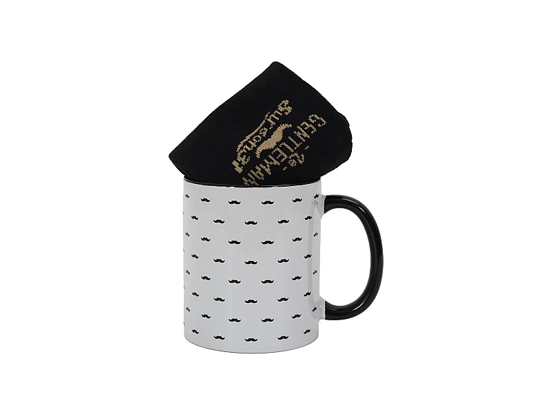 Box cadeaux un mug et une paire de chaussettes collection GENTLEMAN mug moustache