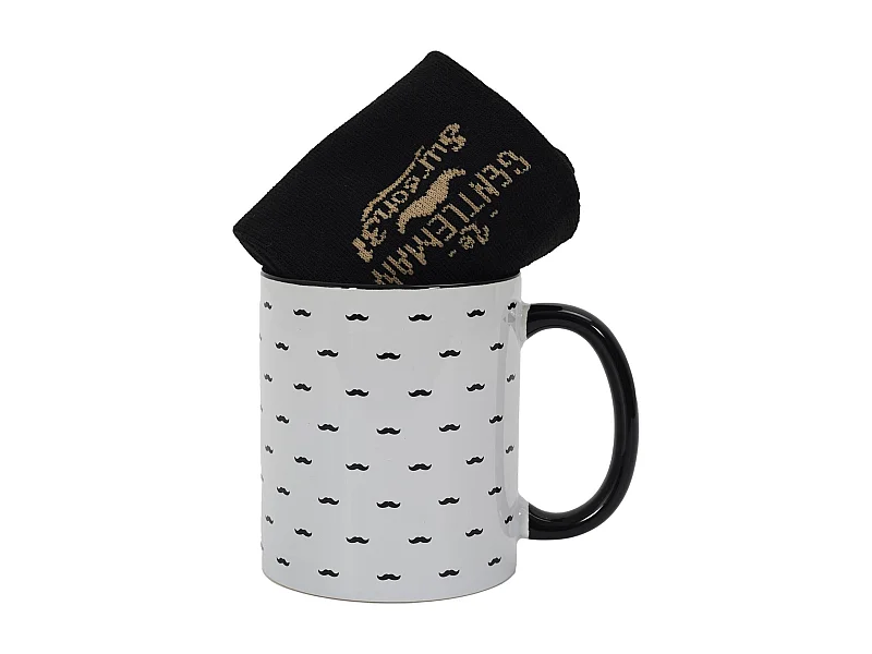 Box cadeaux un mug et une paire de chaussettes collection GENTLEMAN mug moustache