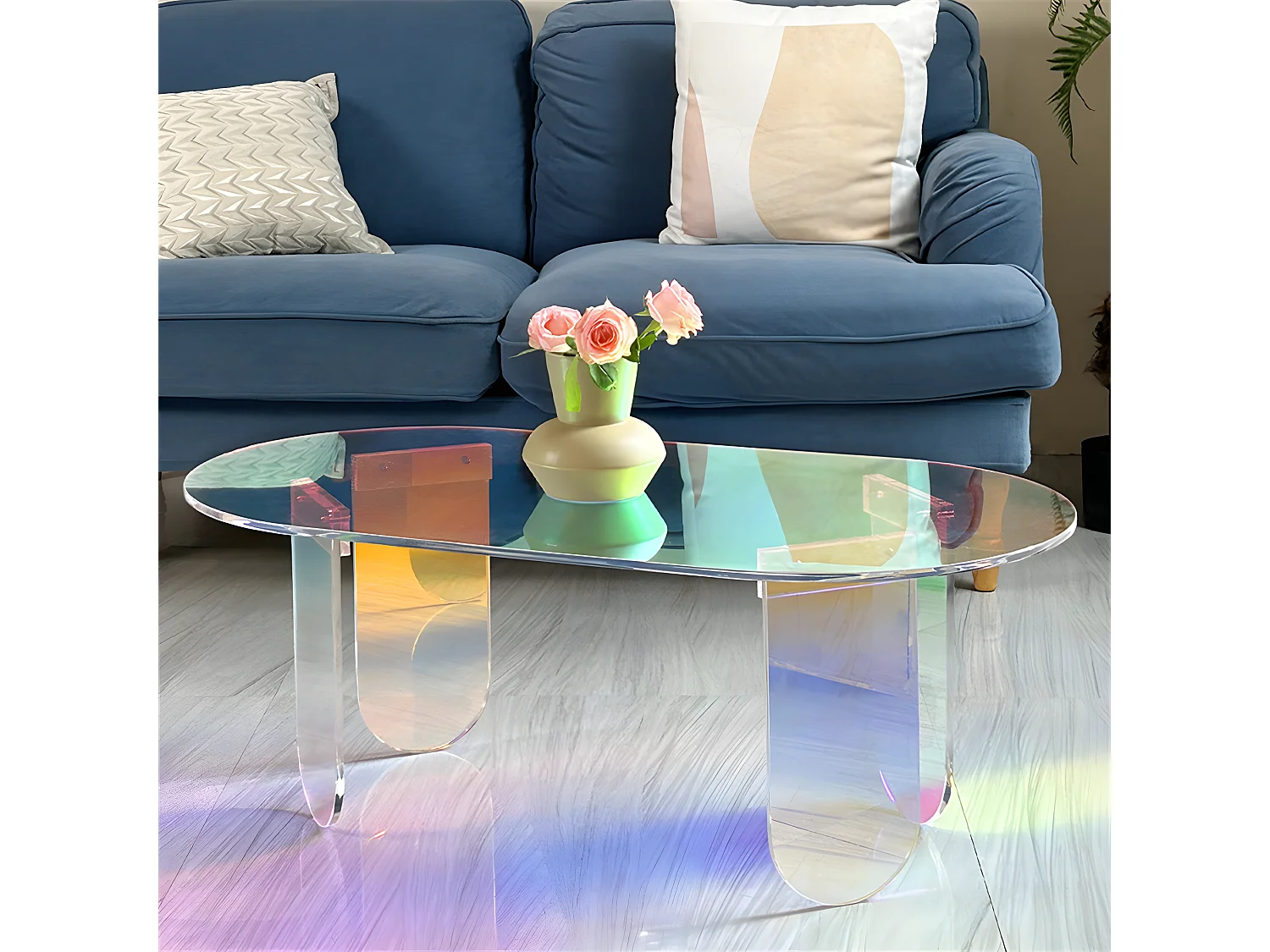Table Basse en acrylique 95x50x36cm transparent meuble de salon
