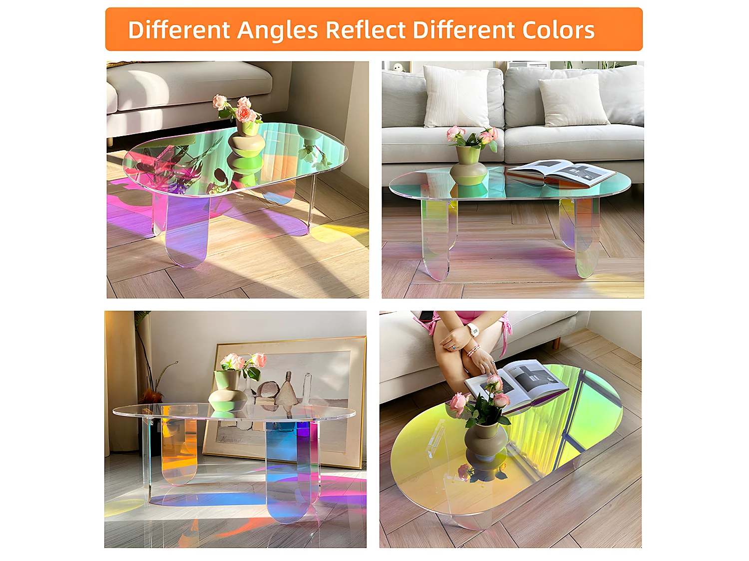 Table Basse en acrylique 95x50x36cm transparent meuble de salon