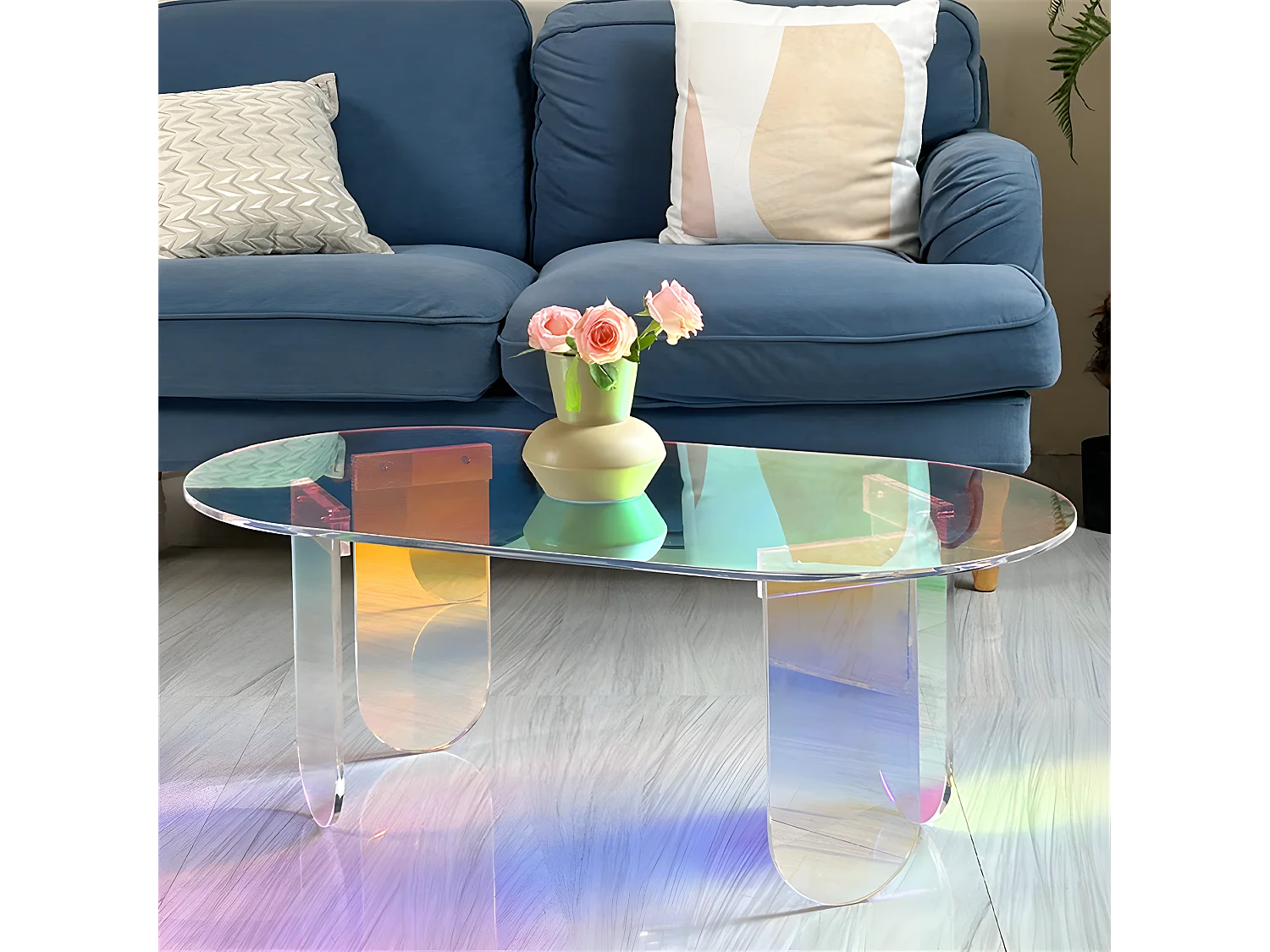 Table Basse en acrylique 95x50x36cm transparent meuble de salon