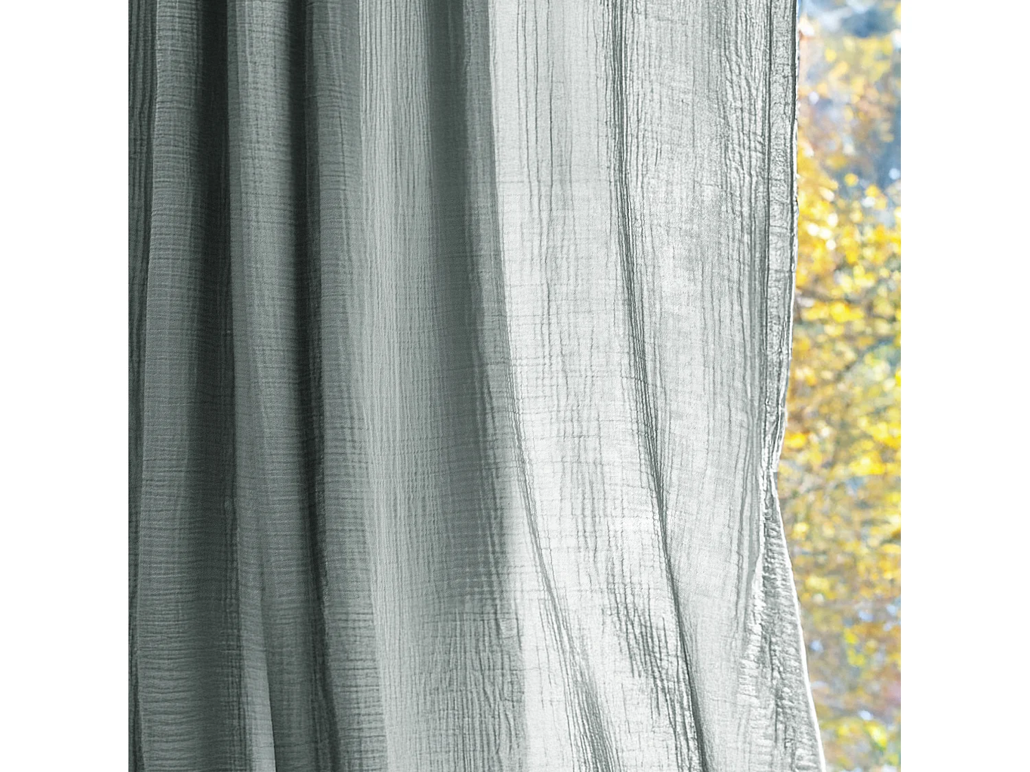 Rideau 140x280 cm 100% mousseline de coton MILOS vert lichen