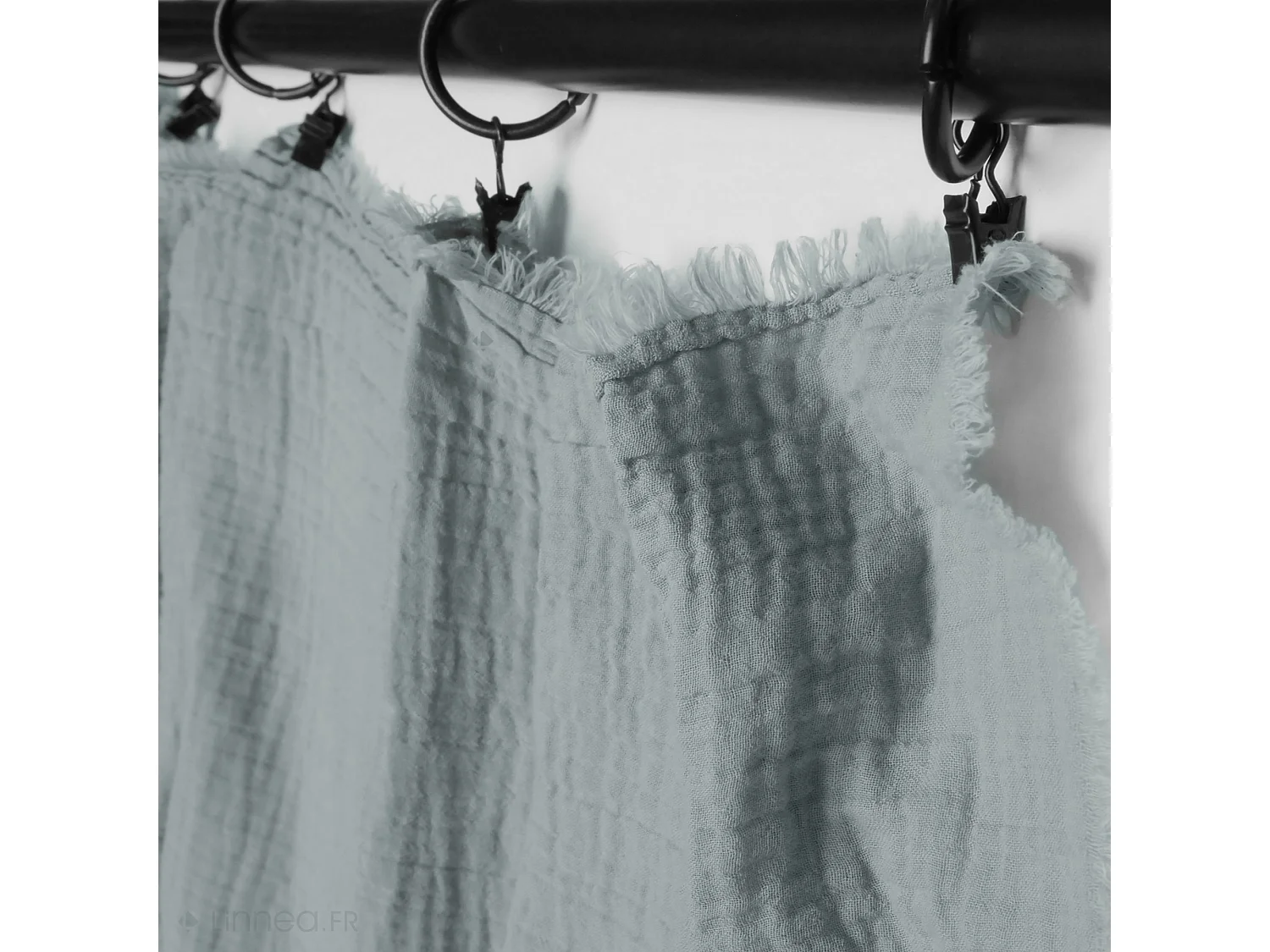 Rideau 140x280 cm 100% mousseline de coton MILOS vert lichen