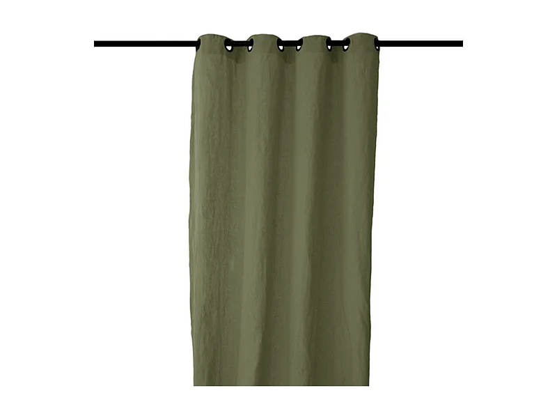 Rideau 8 œillets 140x280 cm OPERA DECO 50% lin et 50% coton vert mousse