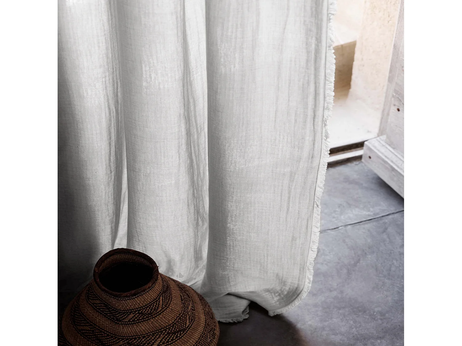 Rideau 140x280 cm 100% mousseline de coton MILOS blanc neige