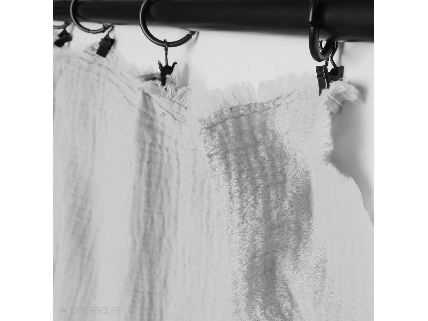 Rideau 140x280 cm 100% mousseline de coton MILOS blanc neige