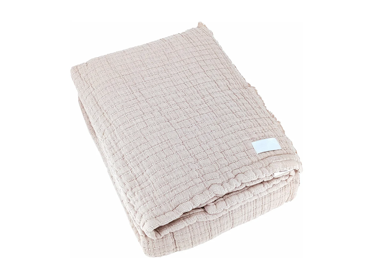 Plaid 125x180 cm en coton lavé SEVILLE blanc latte