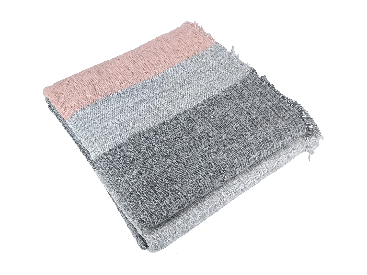 Plaid en triple gaze de coton 150x180 cm LUANDA Gris rose thé