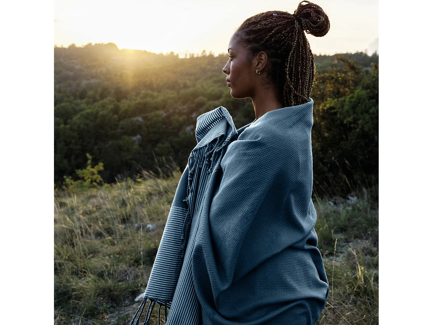 Drap de plage NID D'ABEILLE 100x200 cm coton 230 g/m² bleu Topaze