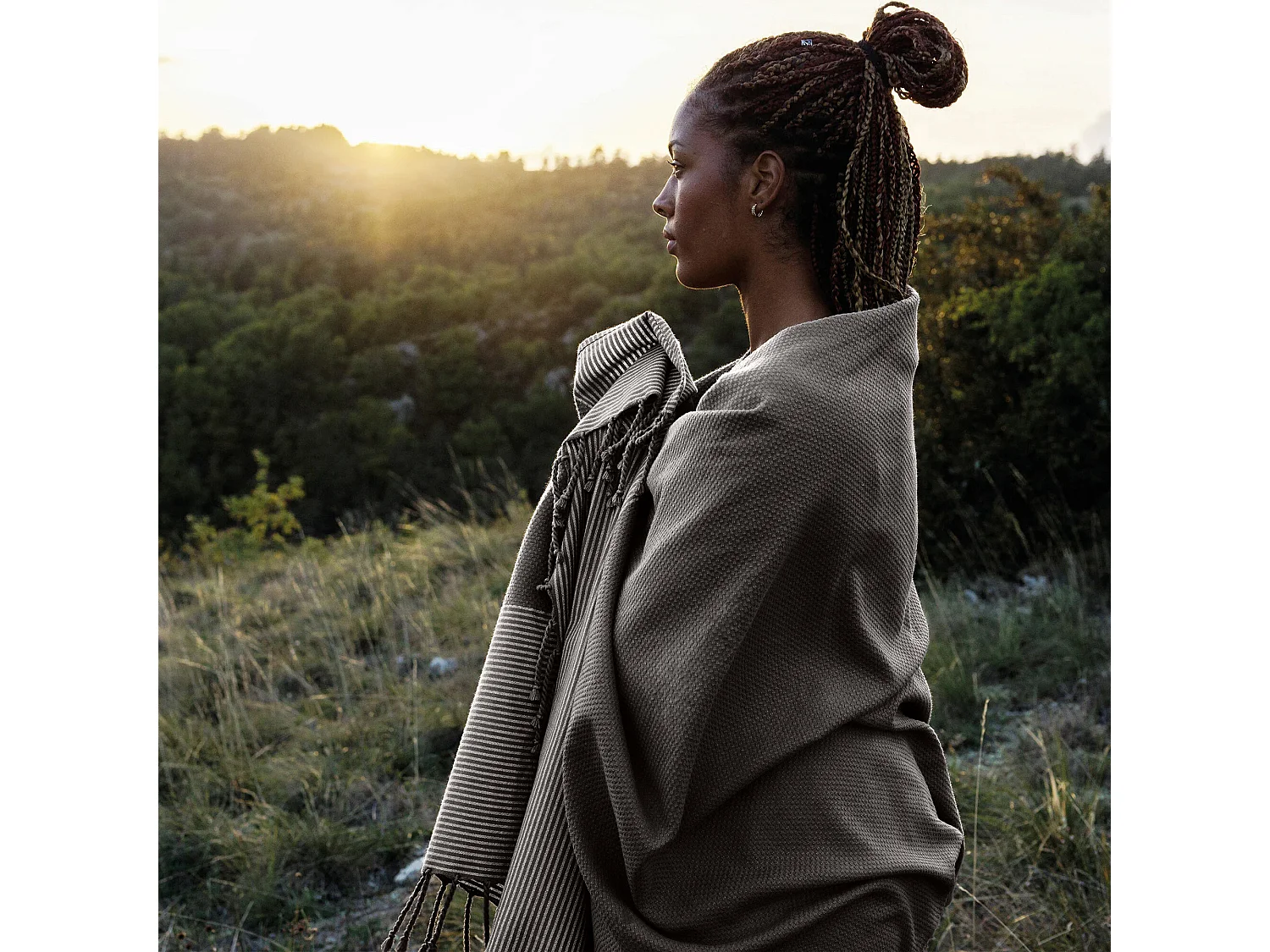 Drap de plage NID D'ABEILLE 100x200 cm coton 230 g/m² vert Sapin