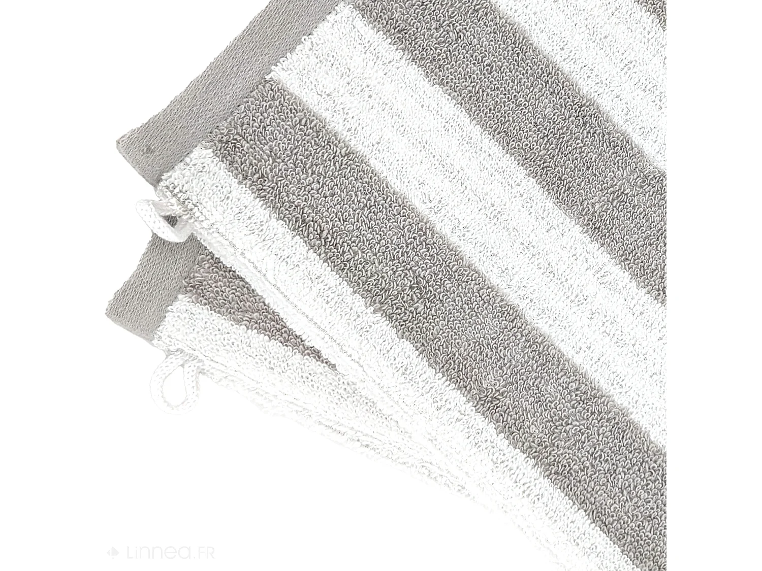 Lot de 2 gants de toilette 16x21 cm EFFICIENCE STRIPES gris lunar
