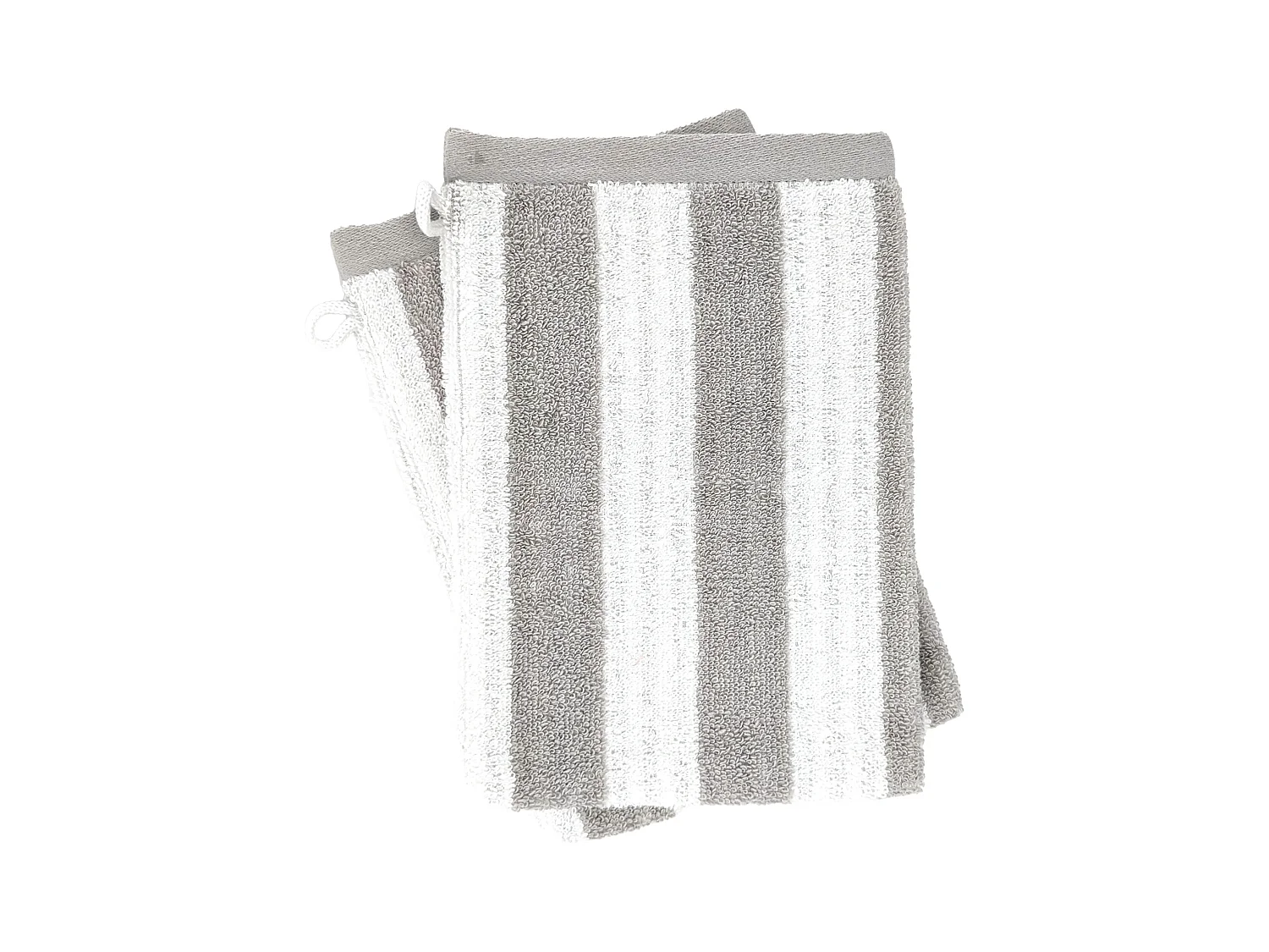 Lot de 2 gants de toilette 16x21 cm EFFICIENCE STRIPES gris lunar