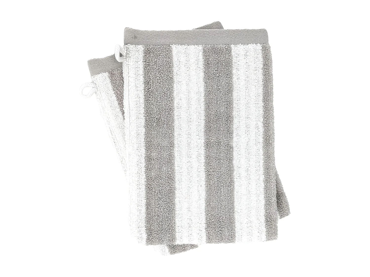 Lot de 2 gants de toilette 16x21 cm EFFICIENCE STRIPES gris lunar