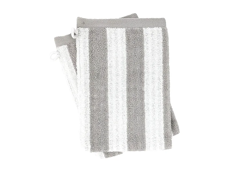 Lot de 2 gants de toilette 16x21 cm EFFICIENCE STRIPES gris lunar