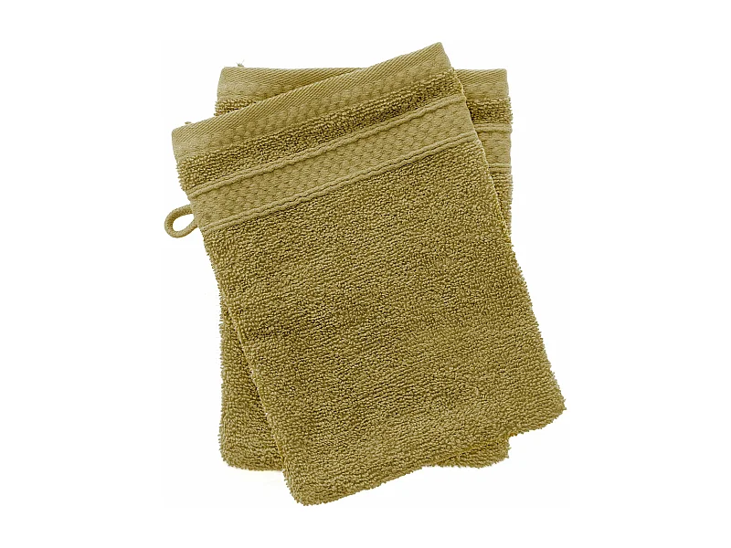 Lot de 2 gants de toilette coton 550 g/m2 NAÏA vert Jasmin