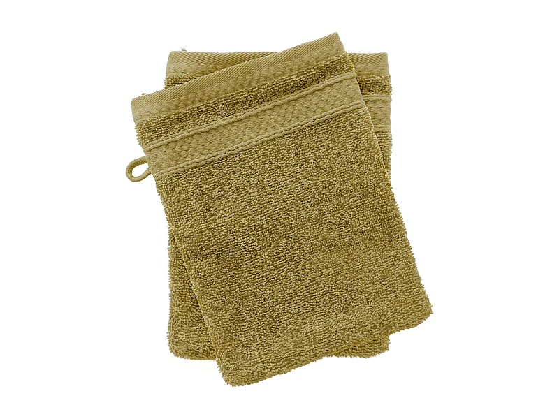 Lot de 2 gants de toilette coton 550 g/m2 NAÏA vert Jasmin