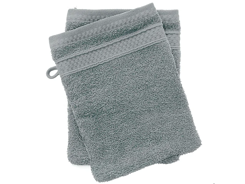 Lot de 2 gants de toilette coton 550 g/m2 NAÏA vert Lichen