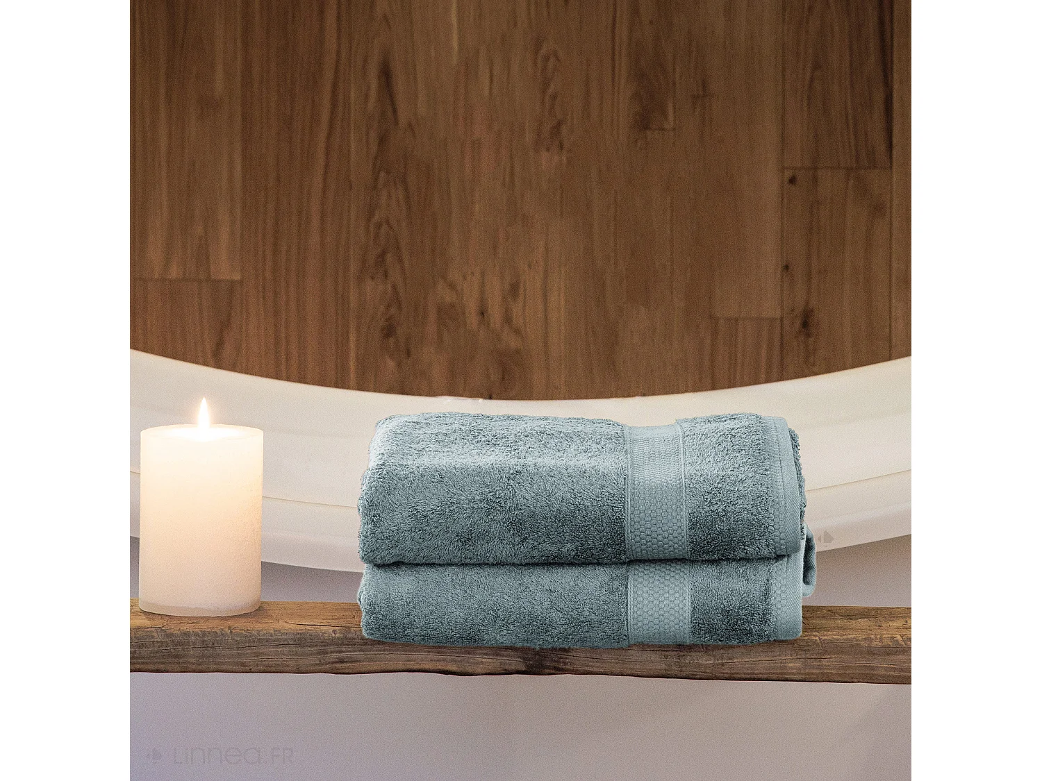 Lot de 2 gants de toilette coton 550 g/m2 NAÏA vert Lichen