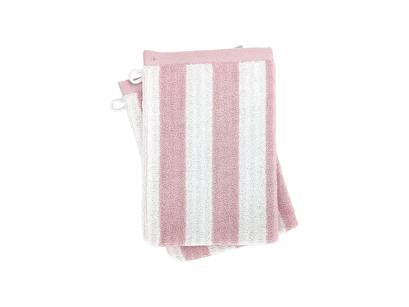 Lot de 2 gants de toilette 16x21 cm EFFICIENCE STRIPES rose flamingo