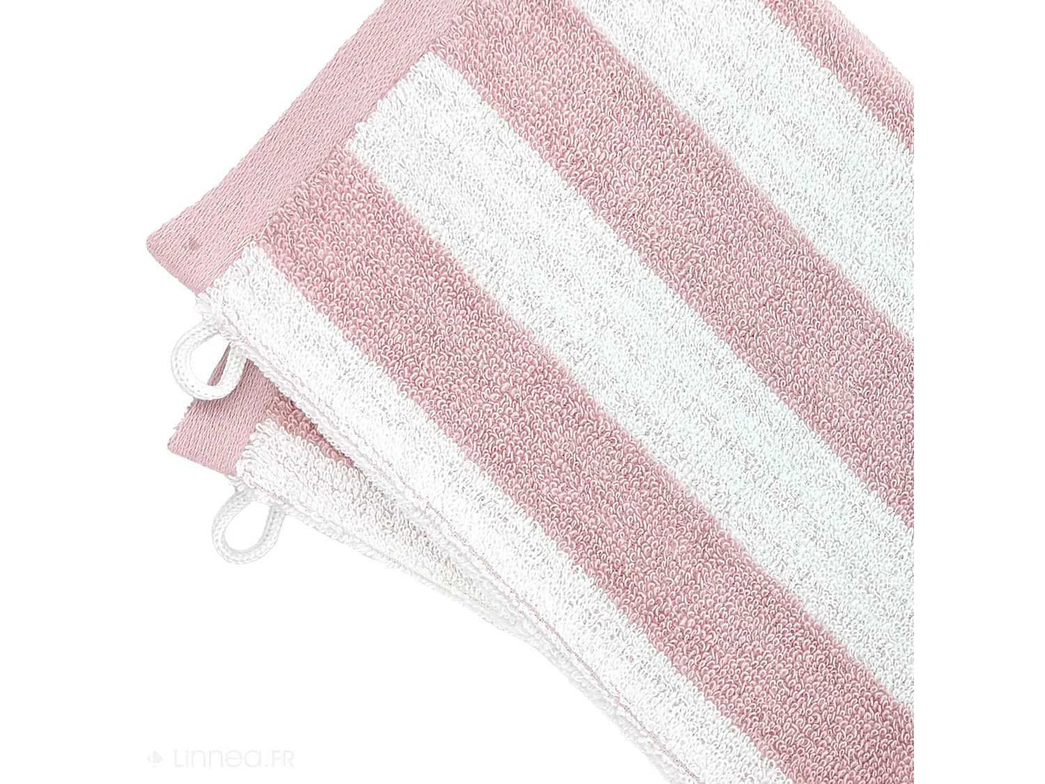 Lot de 2 gants de toilette 16x21 cm EFFICIENCE STRIPES rose flamingo