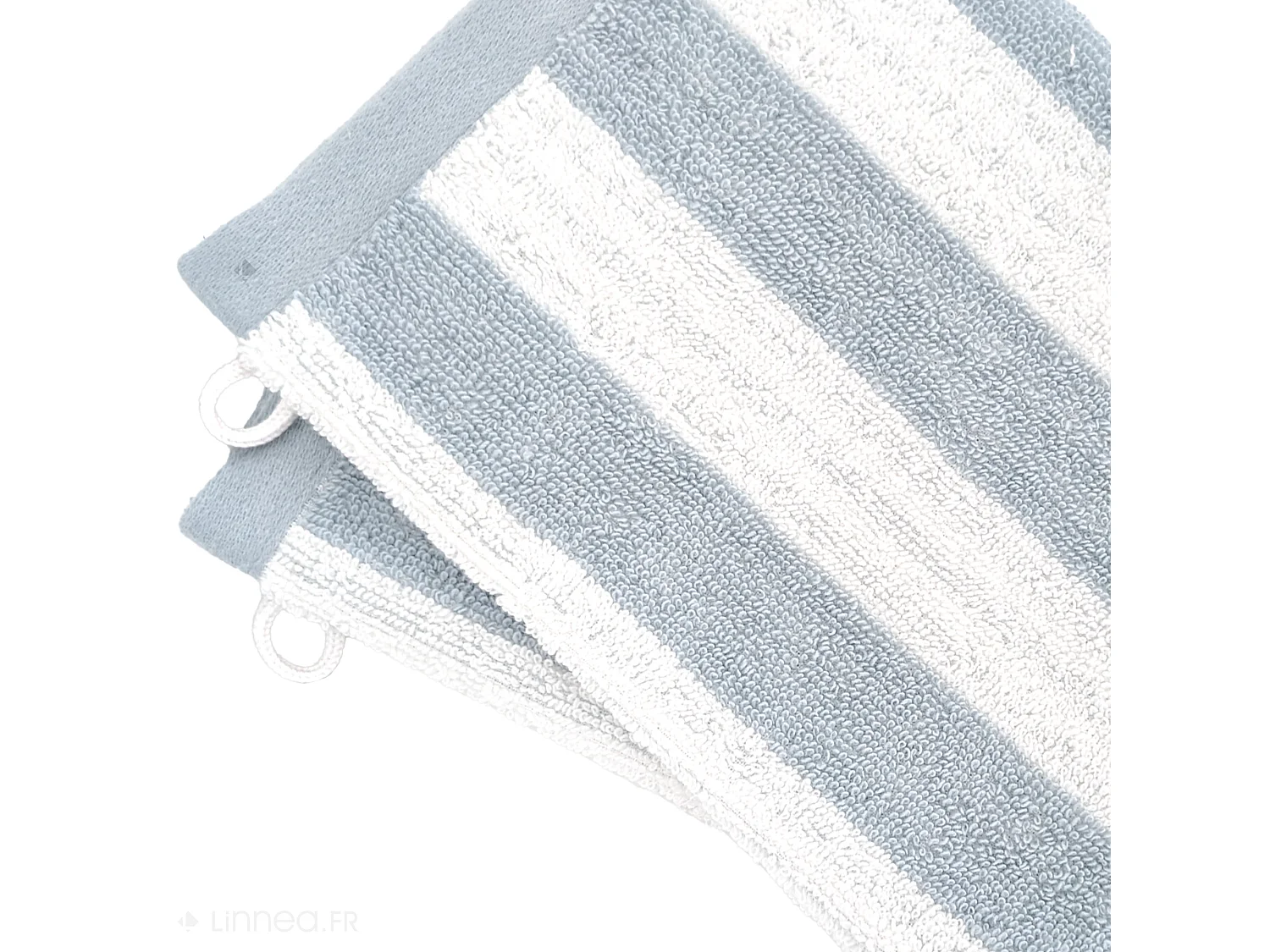 Lot de 2 gants de toilette 16x21 cm EFFICIENCE STRIPES bleu capri