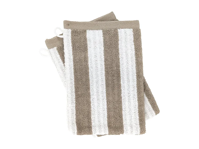 Lot de 2 gants de toilette 16x21 cm EFFICIENCE STRIPES marron roble