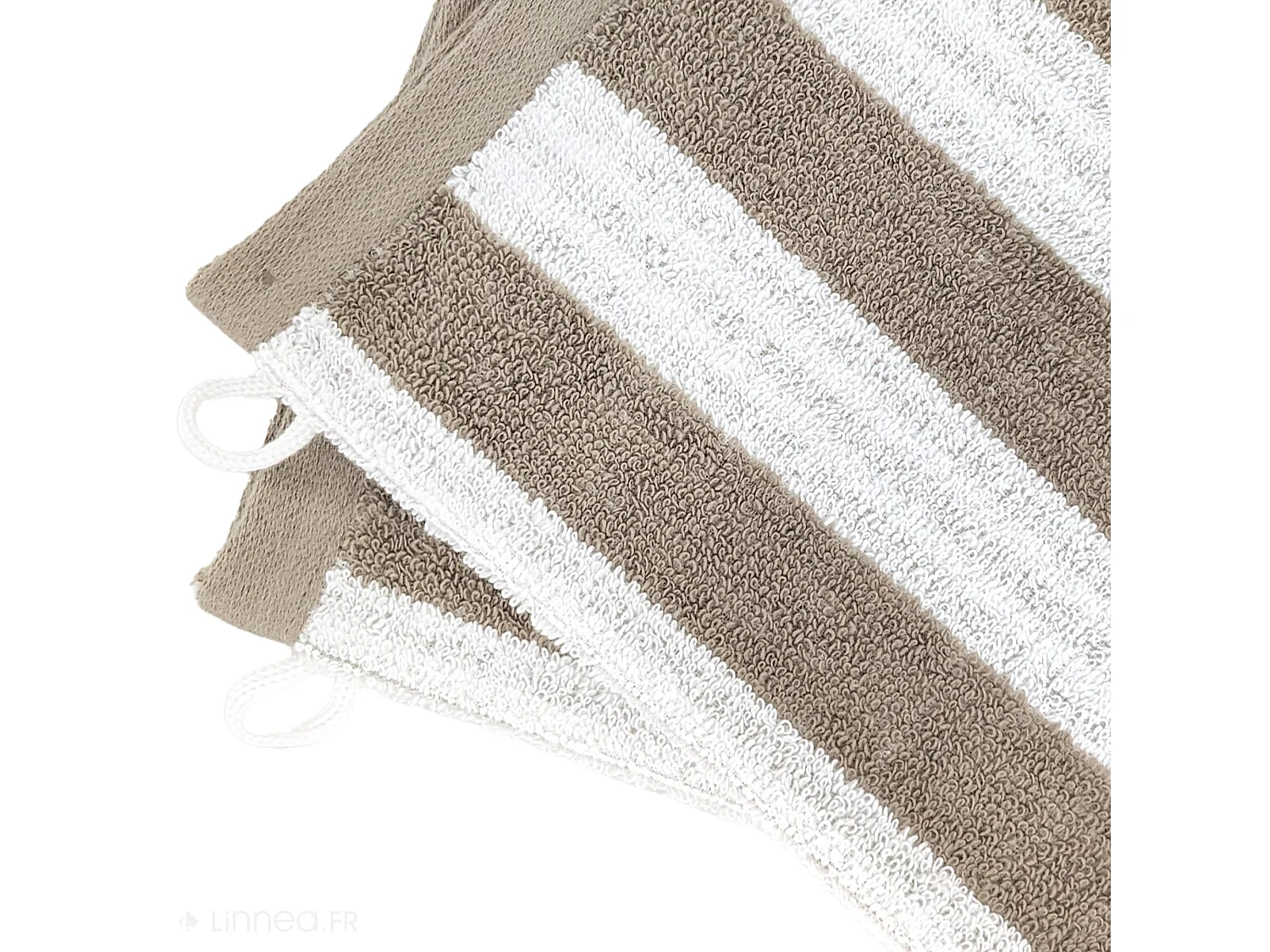 Lot de 2 gants de toilette 16x21 cm EFFICIENCE STRIPES marron roble